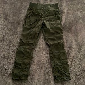 Olive green ruched ankle pants